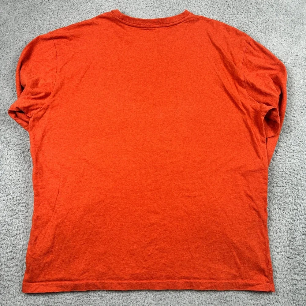 Polo Ralph Lauren Long Sleeve T-Shirt Mens Large‎ Orange Pony Logo Preppy